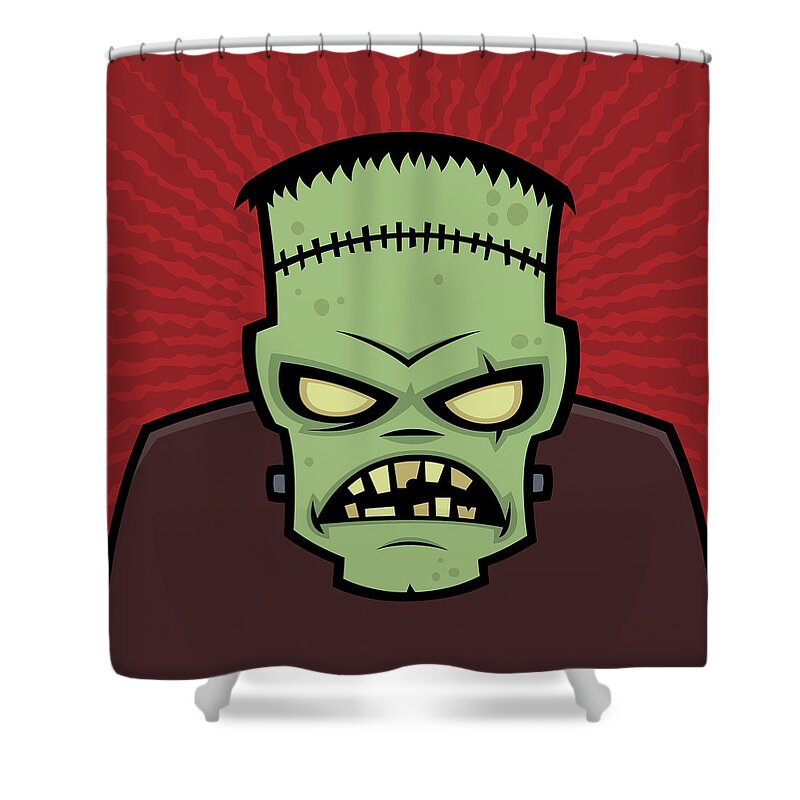 Frankenstein Shower Curtain featuring the digital art Frankenstein Monster by John Schwegel