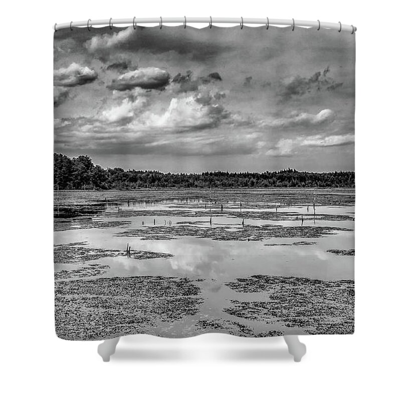 B&w Shower Curtain featuring the photograph Franklin Parker Preserve - Chadsworth Landscape by Louis Dallara