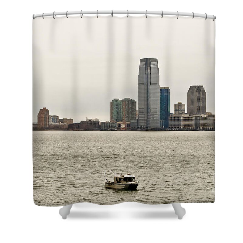 New York From Ferry Shower Curtain featuring the photograph Free from hustle and bustle by Elena Perelman