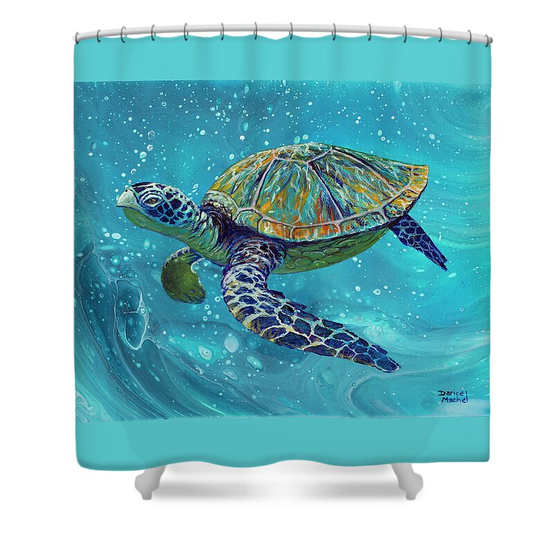 Sea Turtle Shower Curtain featuring the painting Free Spirit by Darice Machel McGuire