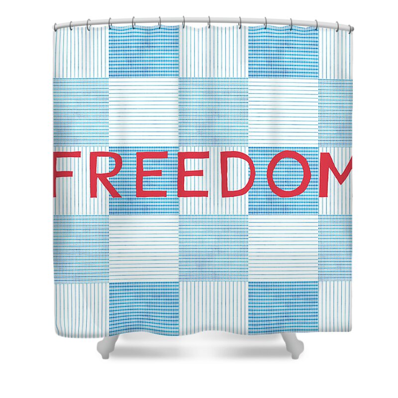 Red White And Blue Shower Curtain featuring the digital art Freedom Patchwork by Linda Woods