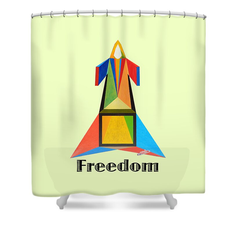 Painting Shower Curtain featuring the painting Freedom text by Michael Bellon