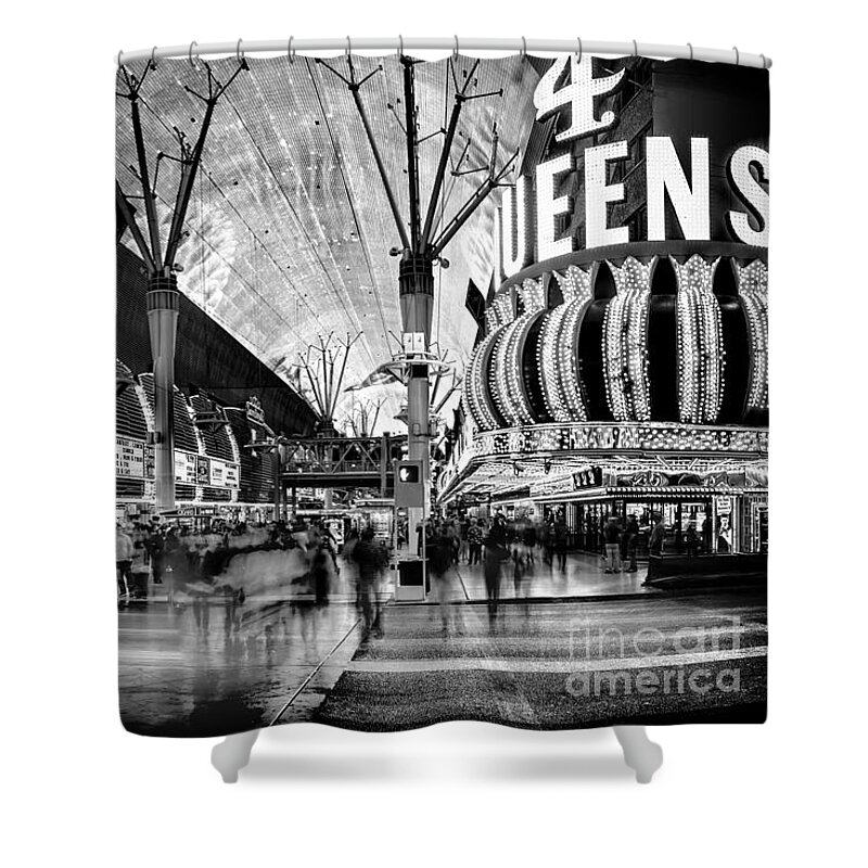 Las Vegas Shower Curtain featuring the photograph Fremont Street Casinos BW by Az Jackson