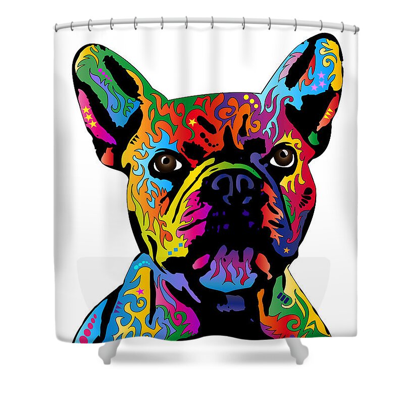 French Bulldog Shower Curtain featuring the digital art French Bulldog by Michael Tompsett