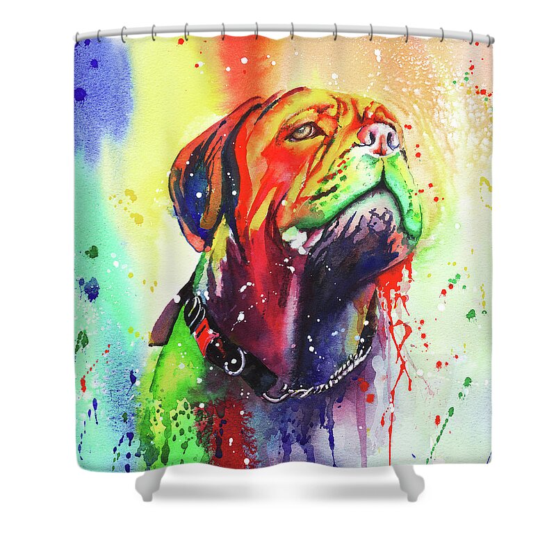 Dog Shower Curtain featuring the painting French Mastiff by Peter Williams
