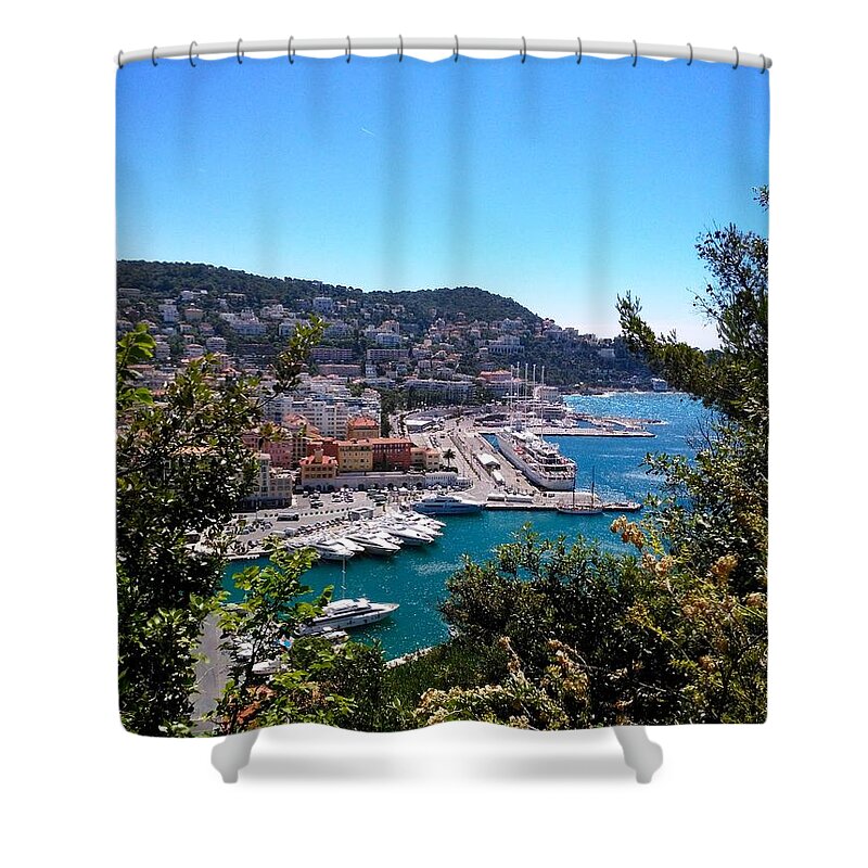 Nice Shower Curtain featuring the photograph French Port by Tiffany Marchbanks