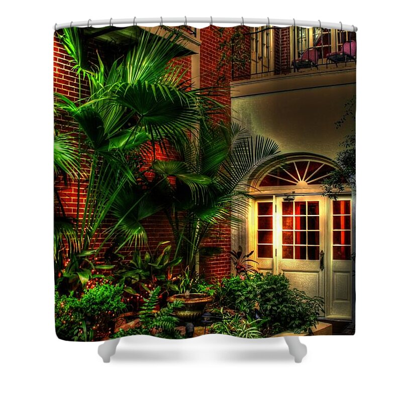 New Orleans Shower Curtain featuring the photograph French Quarter Courtyard by Greg and Chrystal Mimbs