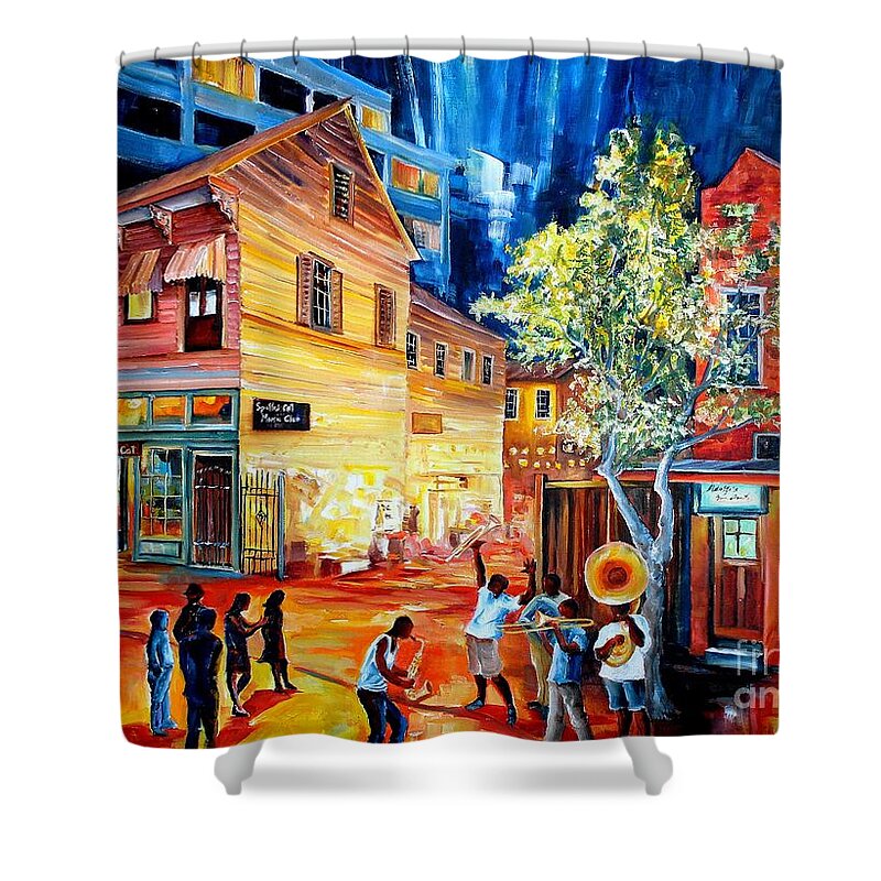 New Orleans Shower Curtain featuring the painting Frenchmen Street Funk by Diane Millsap