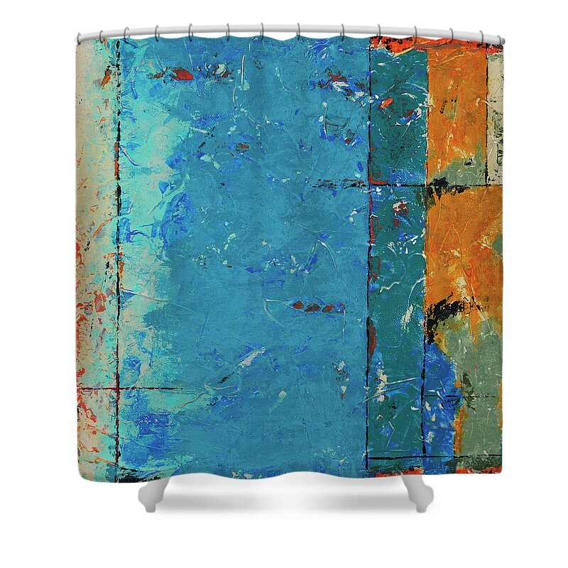 Abstract Shower Curtain featuring the painting Fresh Start by Jim Benest