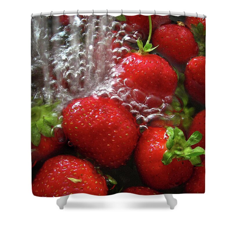 Fresh Strawberries Shower Curtain featuring the photograph Fresh strawberries by Tatiana Travelways