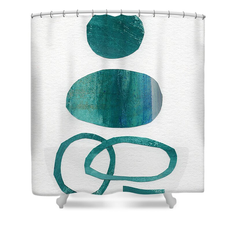Abstract Art Shower Curtain featuring the mixed media Fresh Water by Linda Woods