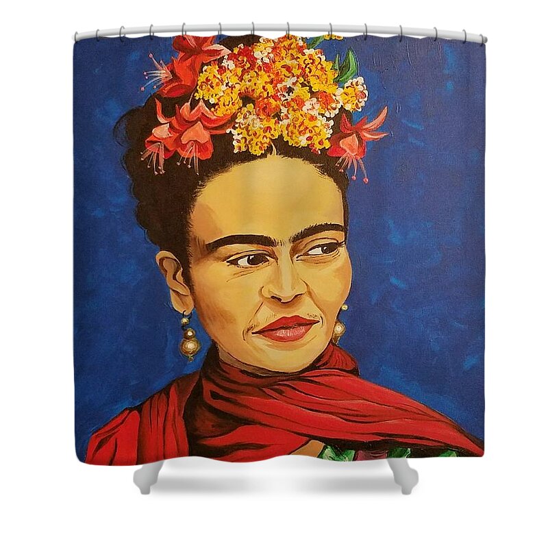Frida Shower Curtain featuring the painting Frida Kahlo by Autumn Leaves Art