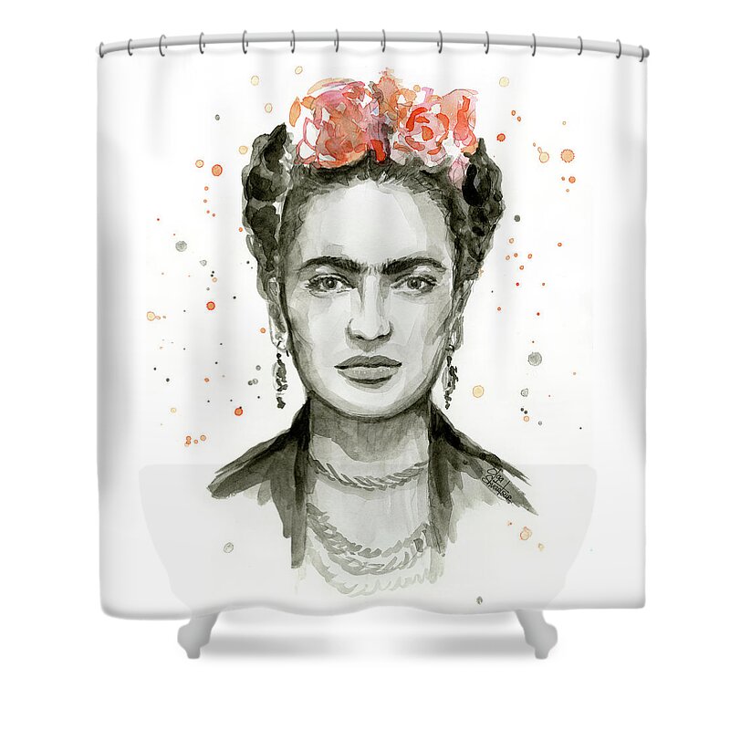 Frida Kahlo Shower Curtain featuring the painting Frida Kahlo Portrait by Olga Shvartsur