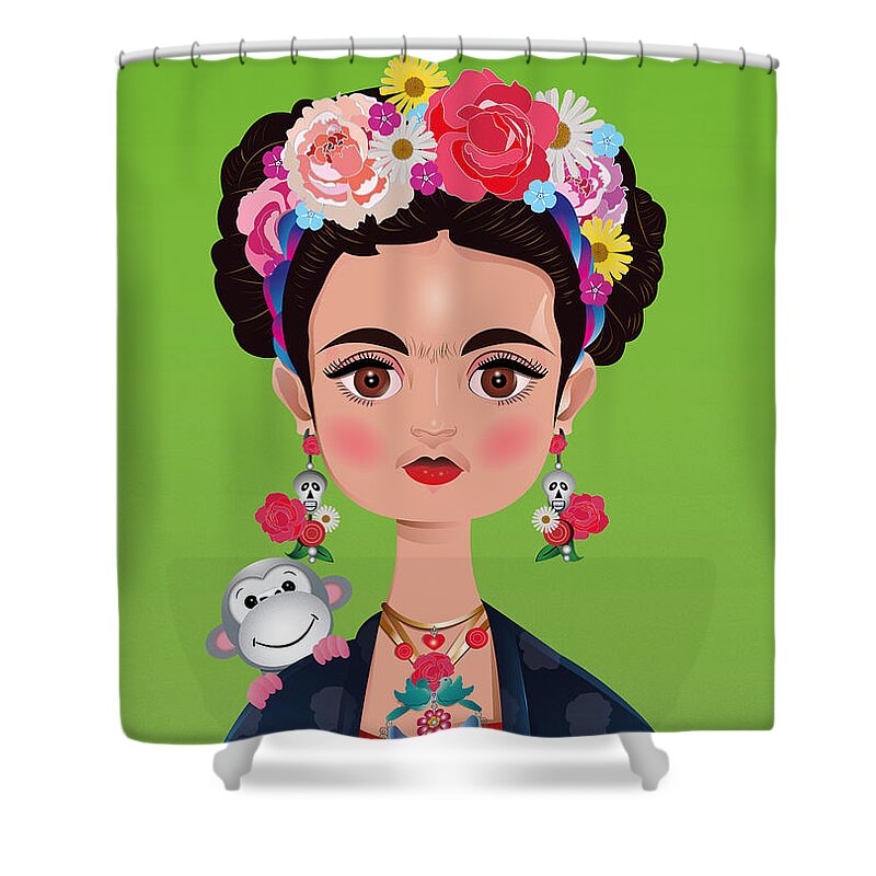 Frida Khalo Shower Curtain featuring the digital art Frida Khalo by Isabel Salvador
