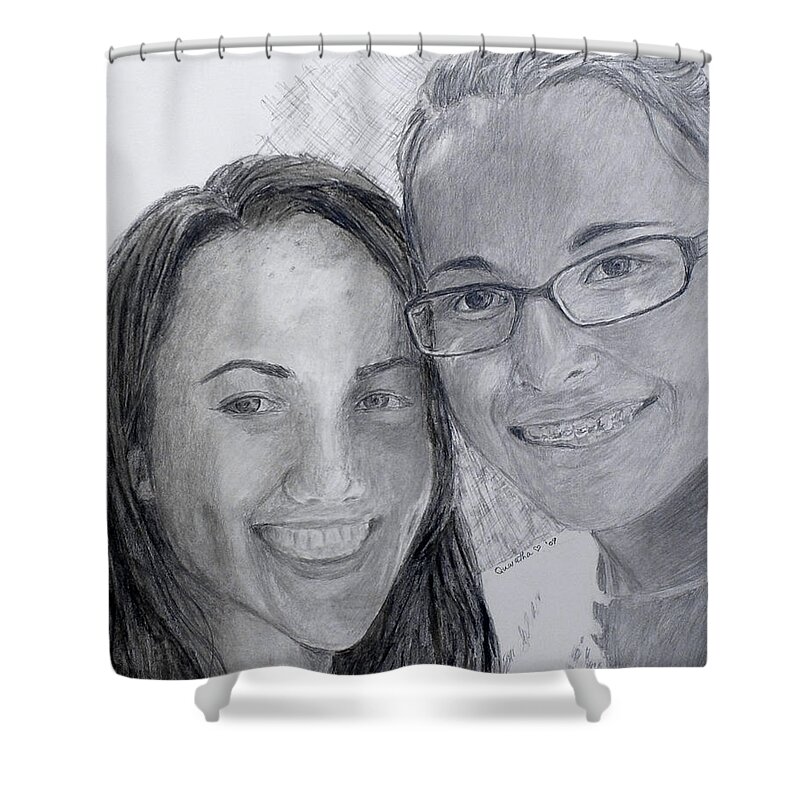 Graphite Shower Curtain featuring the painting Friends by Quwatha Valentine