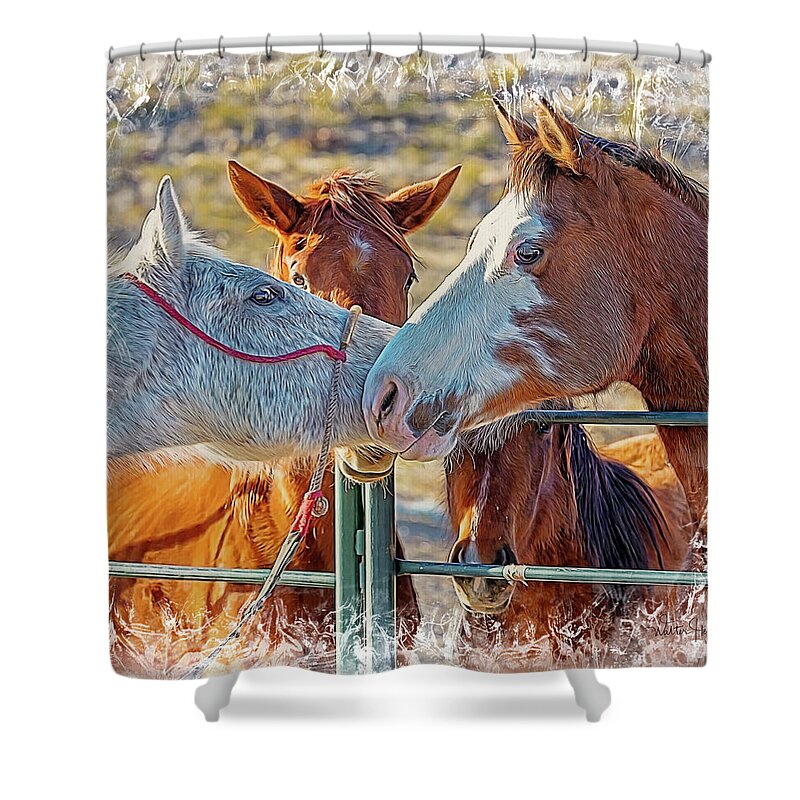 Horses Unlimited Rescue Shower Curtain featuring the digital art Friends by Walter Herrit