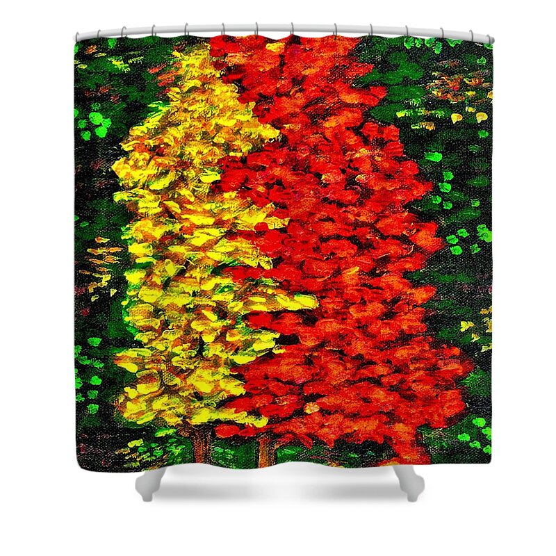 Trees Shower Curtain featuring the painting Friendship Is Beautiful by Jim Harris
