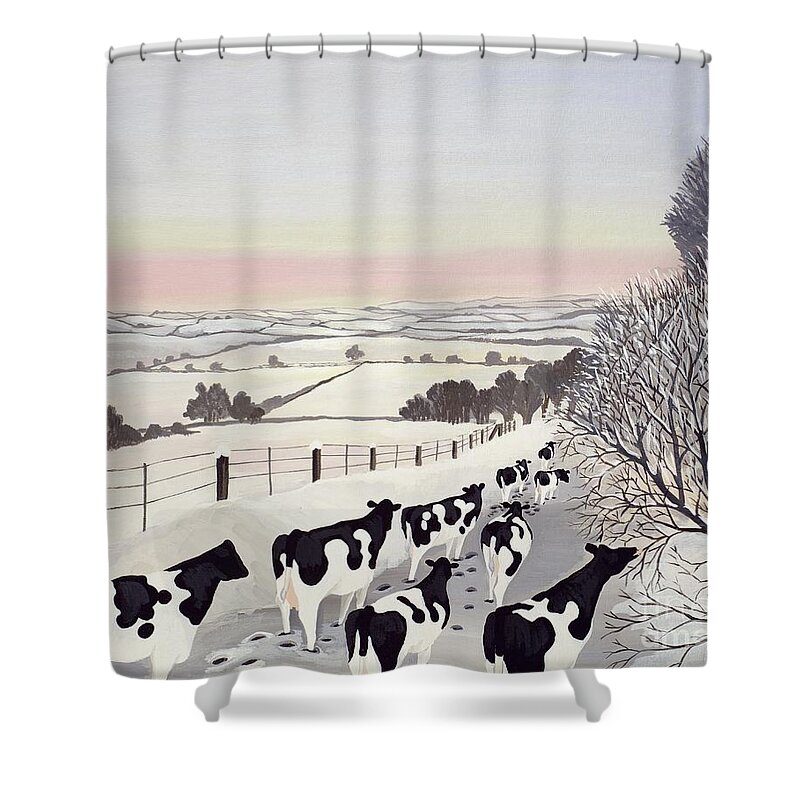 Friesians in Winter Shower Curtain for Sale by Maggie Rowe