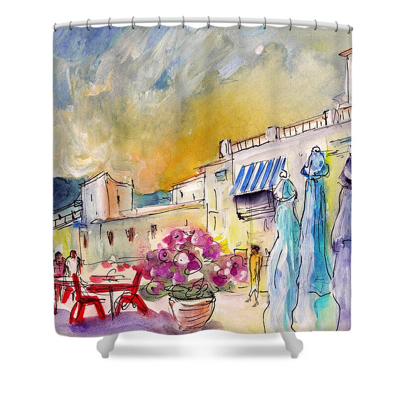 Travel Shower Curtain featuring the painting Frigiliana 03 by Miki De Goodaboom