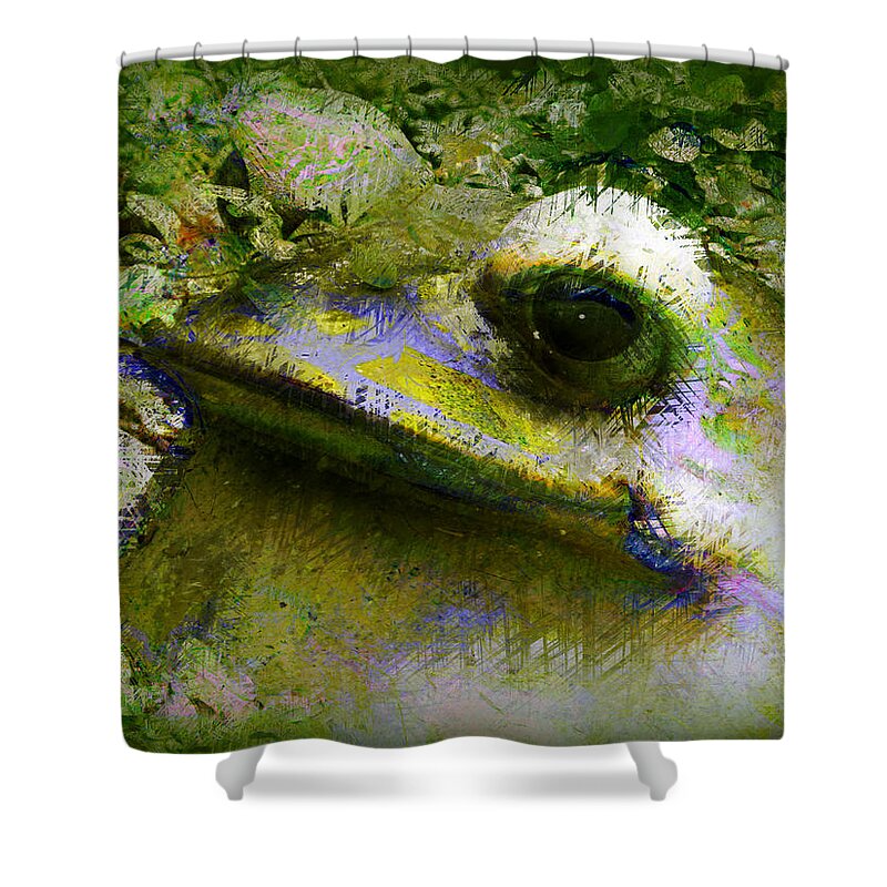 Frog Shower Curtain featuring the photograph Frog in the Pond by Lori Seaman