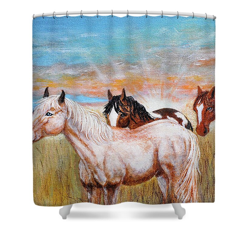 Kc Gallery Shower Curtain featuring the painting From the Light by Katherine Caughey