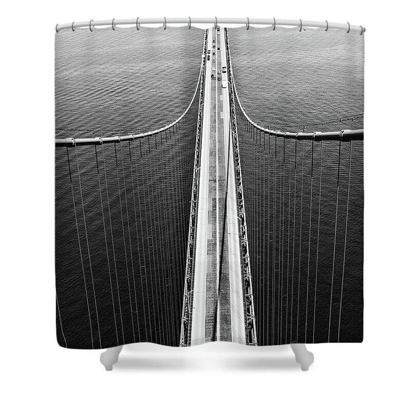Mackinac Bridge Shower Curtain featuring the photograph From The Top by Jackson Pearson