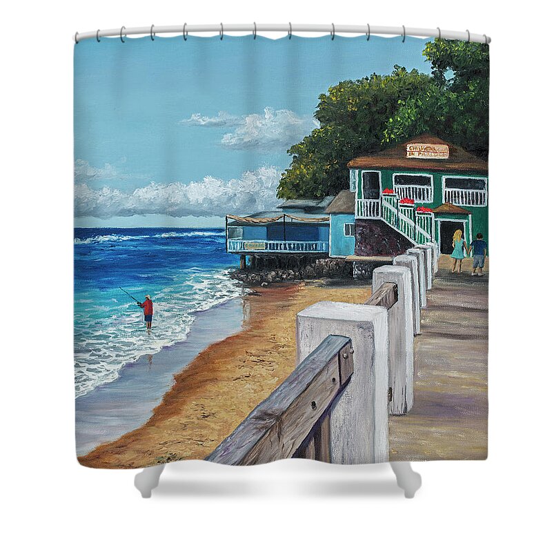 Landscape Shower Curtain featuring the painting Front Street Lahaina by Darice Machel McGuire