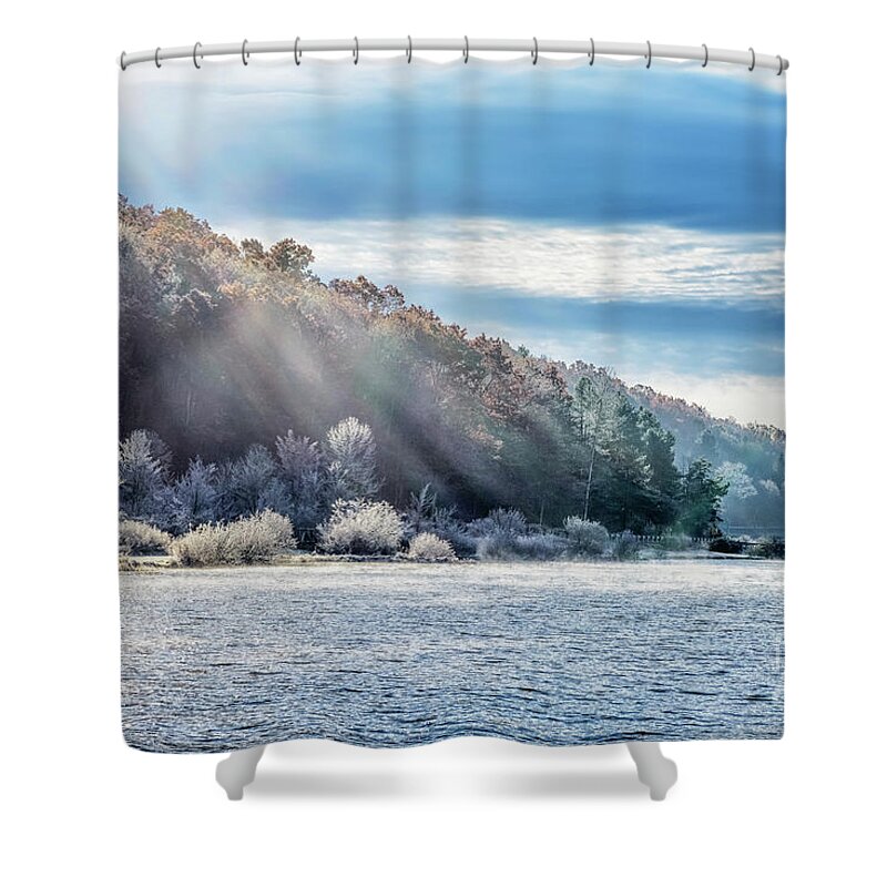 Big Ditch Lake Shower Curtain featuring the photograph Frost at the Lake by Thomas R Fletcher