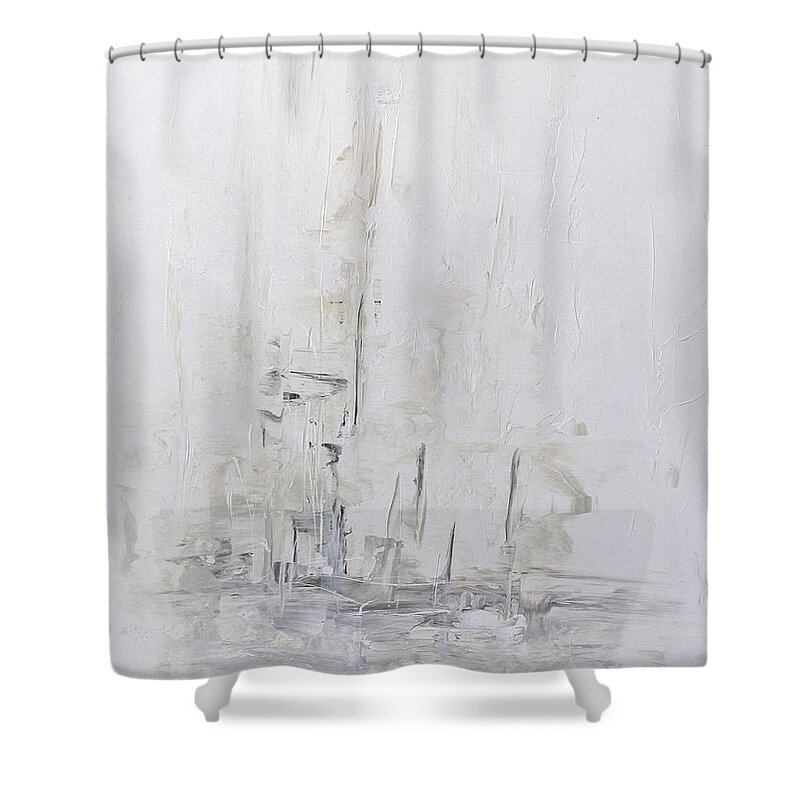 White Shower Curtain featuring the painting Frost by Preethi Mathialagan
