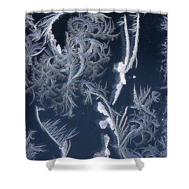 Frost Macro Shower Curtain featuring the photograph Frost Series 7 by Mike Eingle