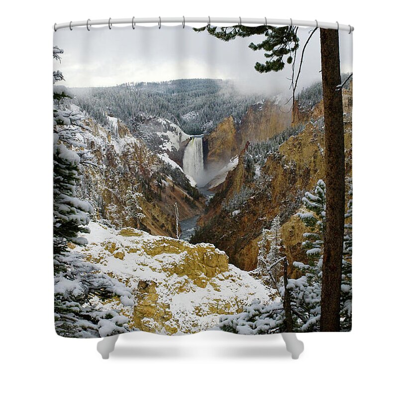 Yellowstone Shower Curtain featuring the photograph Frosted Canyon by Steve Stuller