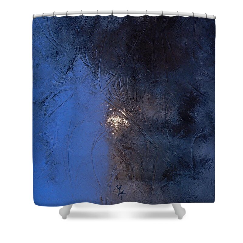 Frostwork Shower Curtain featuring the photograph Frostwork - Engraved Night by Attila Meszlenyi