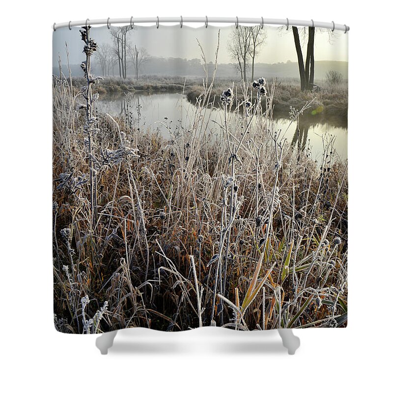 Glacial Park Shower Curtain featuring the photograph Frosty Big Bend in Nippersink Creek by Ray Mathis