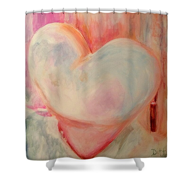 Heart Shower Curtain featuring the painting Frozen Heart by Chrissey Dittus