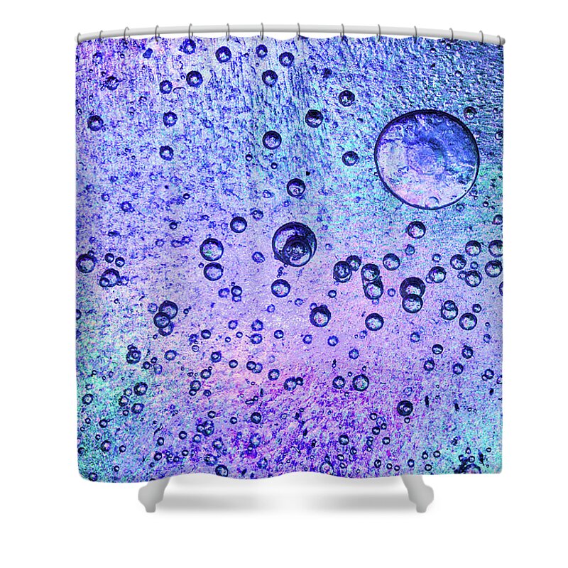 Ice Shower Curtain featuring the photograph Frozen ice background with pink and blue colours by Simon Bratt