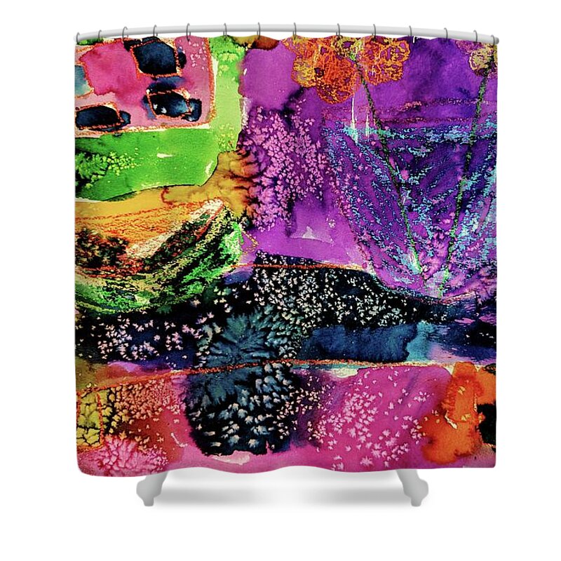  Shower Curtain featuring the painting Fruit and Flower by Abigail White