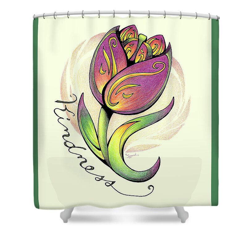 Nature Shower Curtain featuring the drawing Inspirational Flower TULIP by Sipporah Art and Illustration