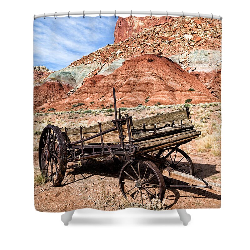 Antique Wagon Shower Curtain featuring the photograph Fruita Wagon by Kathleen Bishop