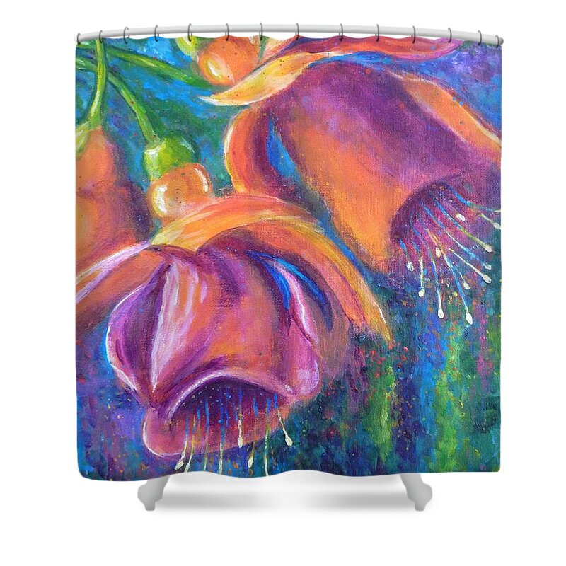 Fuchsia Shower Curtain featuring the painting Fuchsia by Amelie Simmons