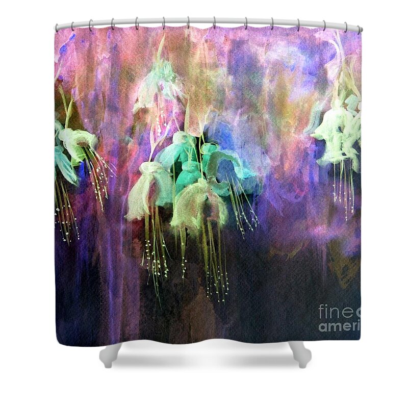 Flowers Shower Curtain featuring the painting Fuchsia Flowers by Julie Lueders 