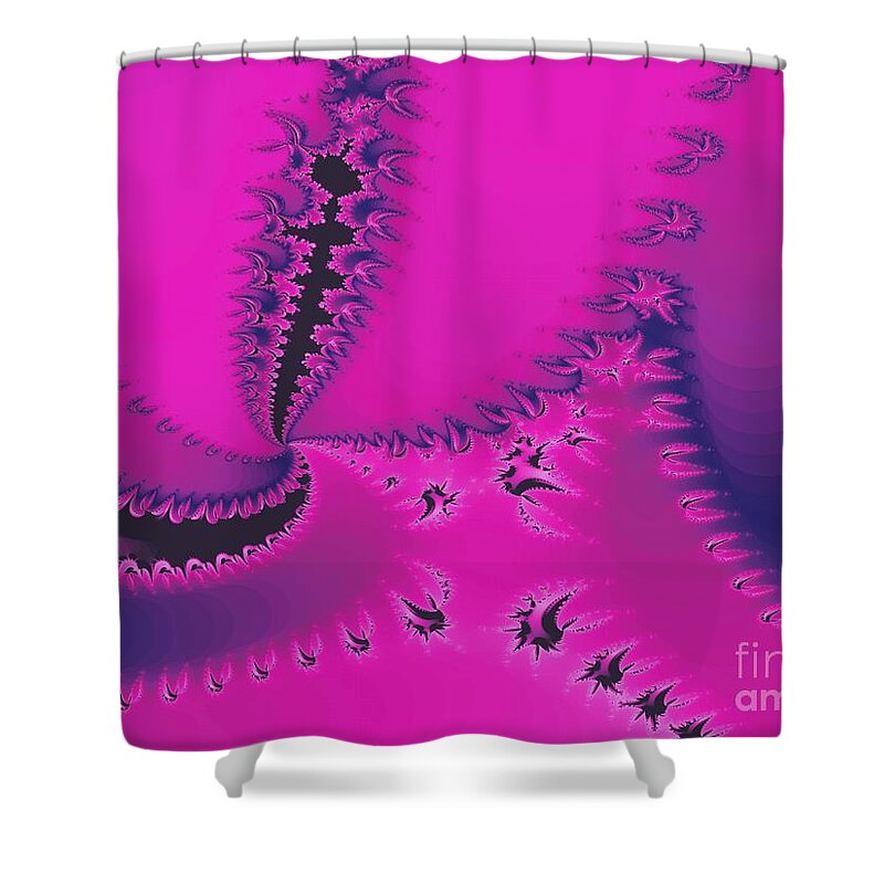 Fractal Shower Curtain featuring the digital art Fuchsia Twilight by Corinne Elizabeth Cowherd