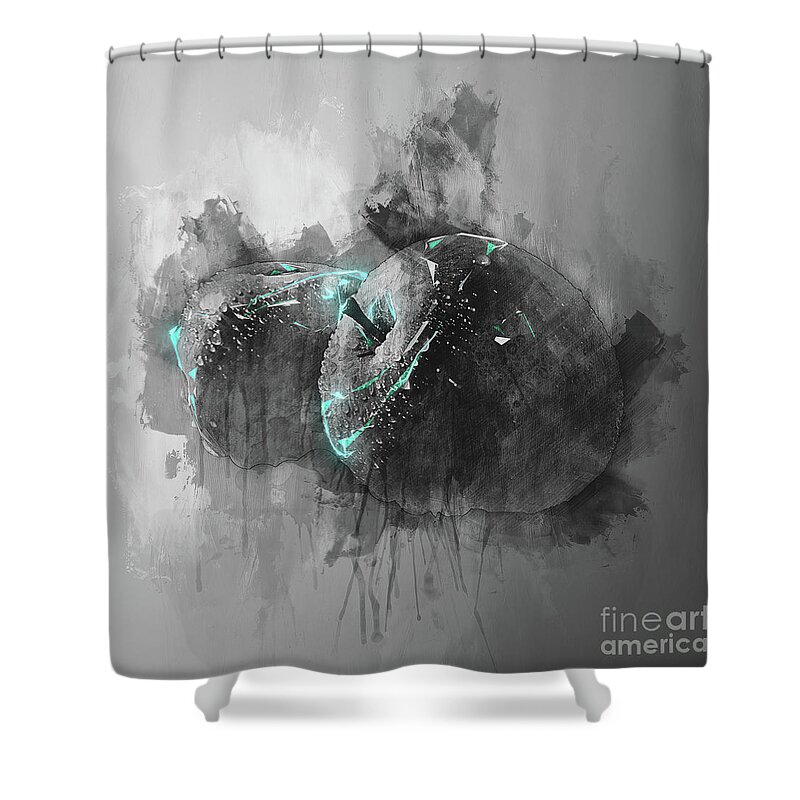 7s Flex Shower Curtain featuring the photograph Fuji Red Apples monochrome II by Jack Torcello