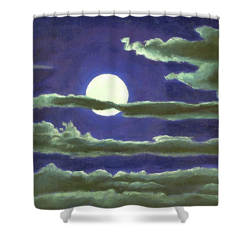 Night Shower Curtain featuring the painting Full Moon by Don Morgan