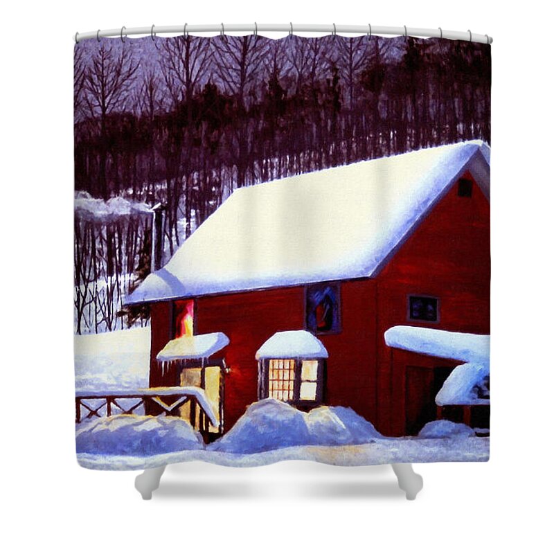 Full Moon In Vermont Shower Curtain featuring the painting Full Moon In Vermont by Frank Wilson