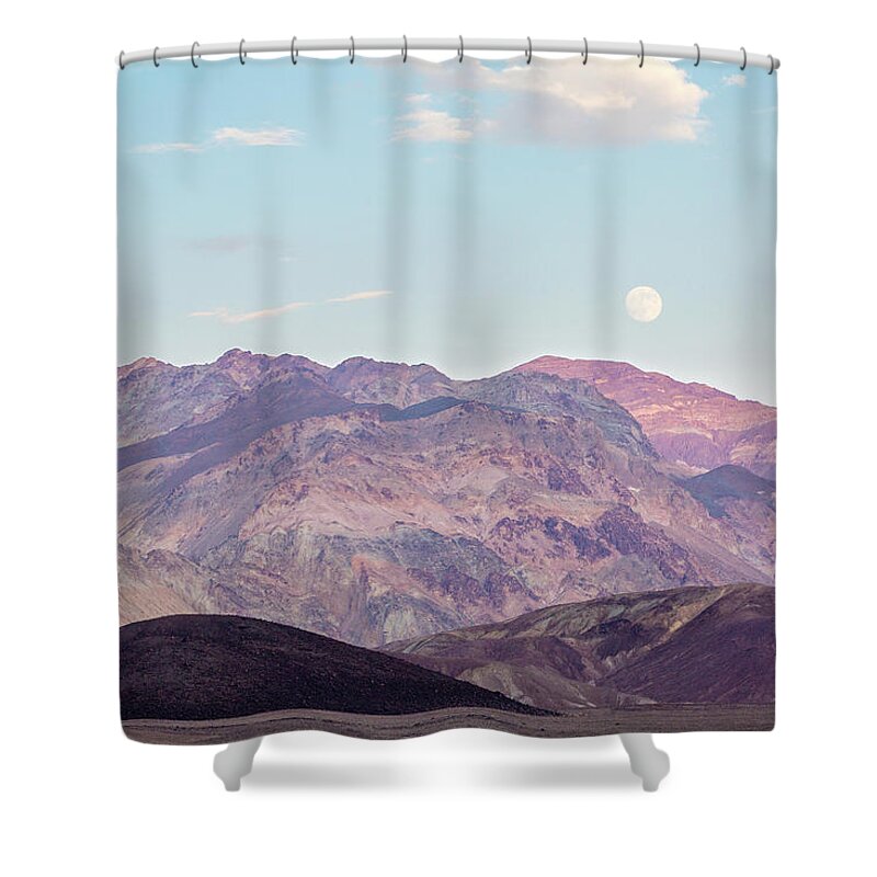 Photosbymch Shower Curtain featuring the photograph Full Moon over Artists Palette by M C Hood