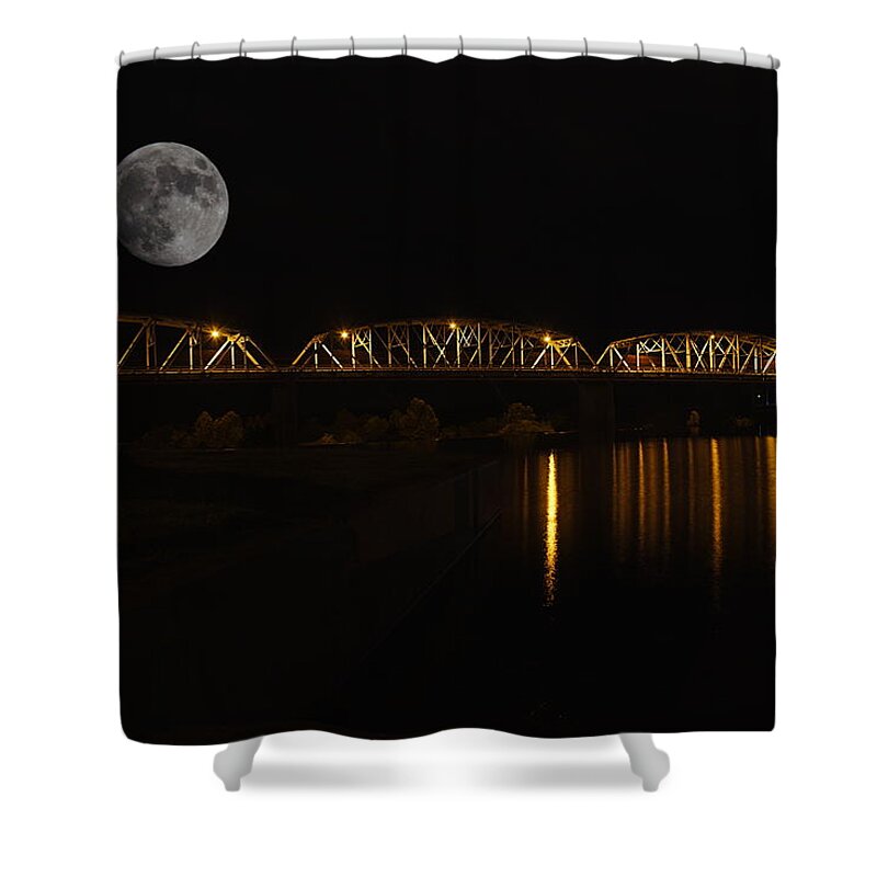 James Smullins Shower Curtain featuring the photograph Full moon over Llano Bridge by James Smullins