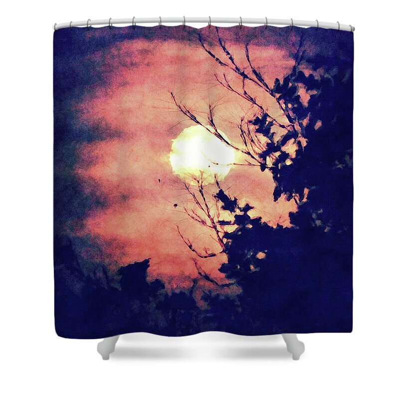 Moon Shower Curtain featuring the digital art Full Moon Silhouette by Phil Perkins