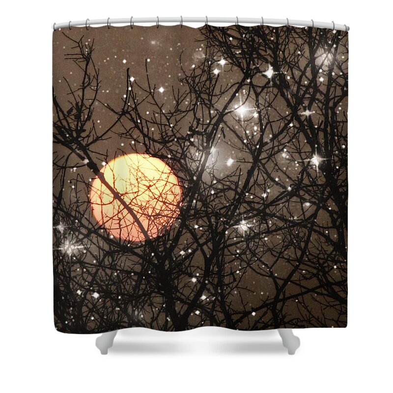 Full Moon Shower Curtain featuring the photograph Full Moon Starry Night by Marianna Mills