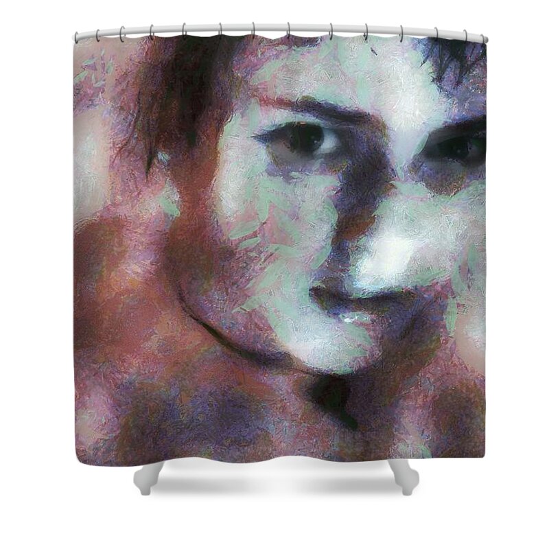 Woman Shower Curtain featuring the digital art Full of expectation by Gun Legler