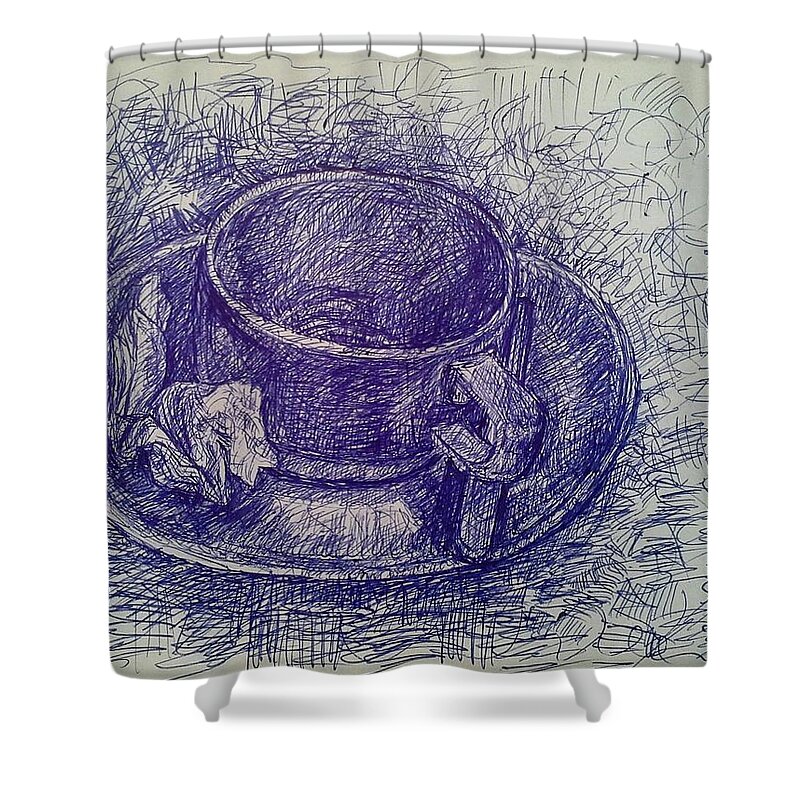 Coffee Shower Curtain featuring the drawing Full Of Thought by Sukalya Chearanantana